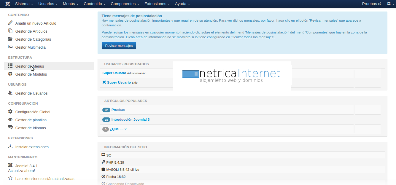 Enlazar artículo al menú en joomla imagen 1