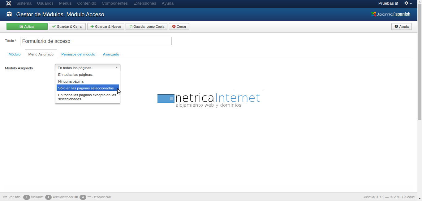 Gestionar módulos en joomla imágen 3