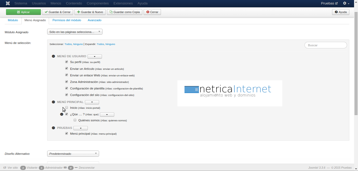 Gestionar módulos en joomla imágen 4