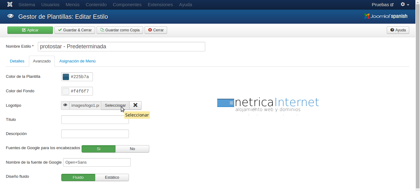 Insertar logotipo en joomla imágen 2