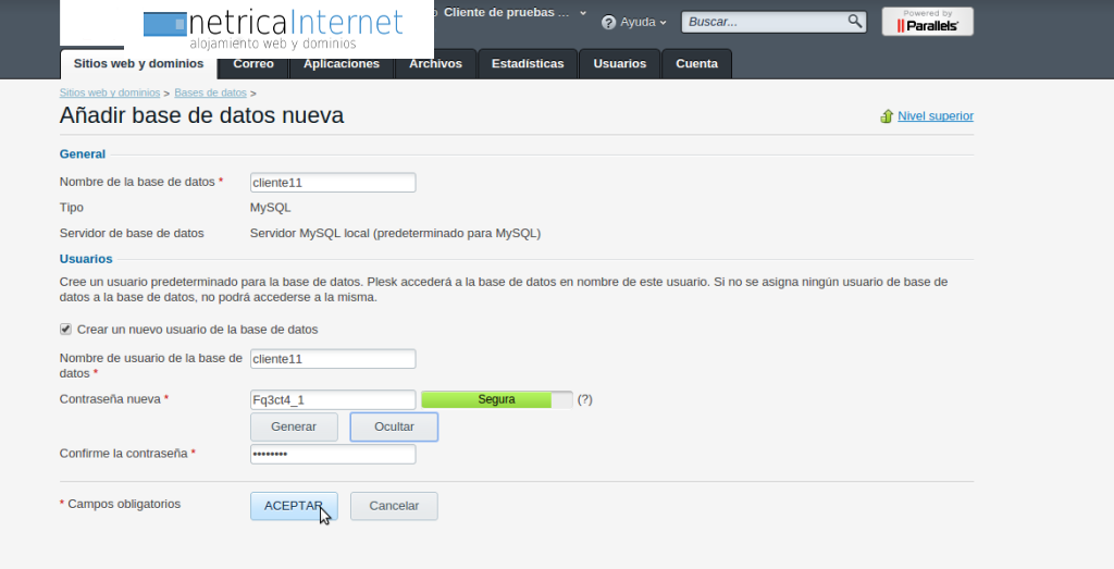 Instalar joomla manualmente desde plesk imágen 10