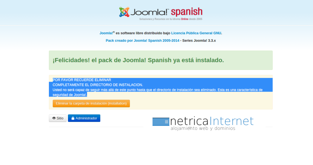 Instalar joomla manualmente desde plesk imágen 14