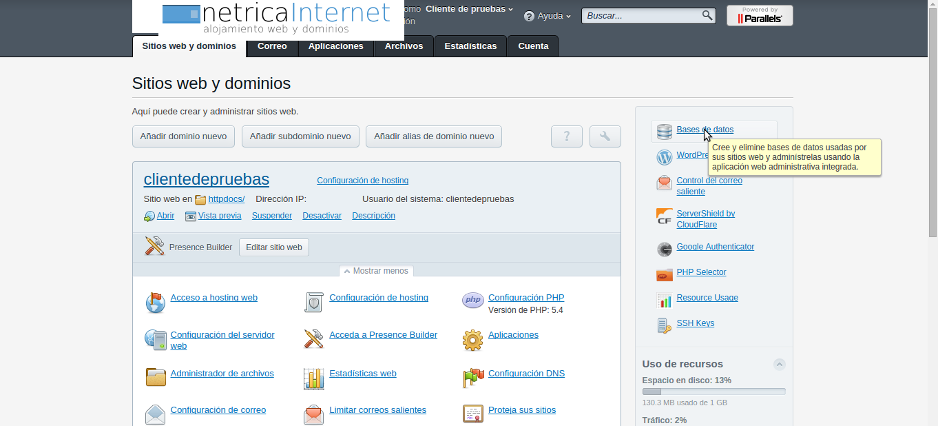 Instalar joomla manualmente desde plesk imágen 8