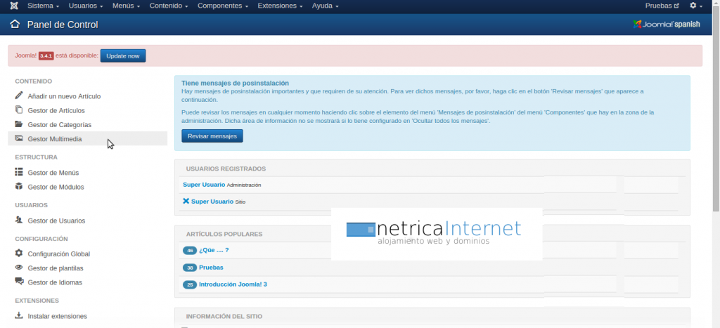 Subir diapositivas al panel de control en joomla imágen 1