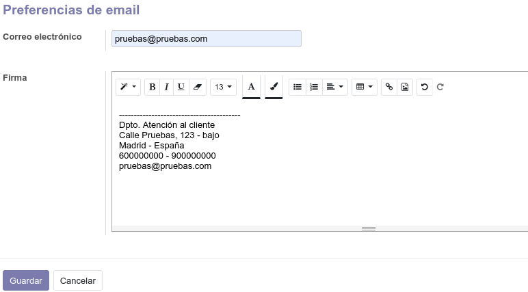 Cómo crear una firma de correo en Odoo