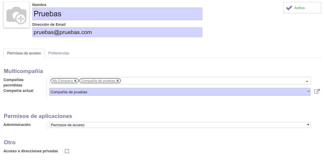 Cómo crear un nuevo usuario en Odoo