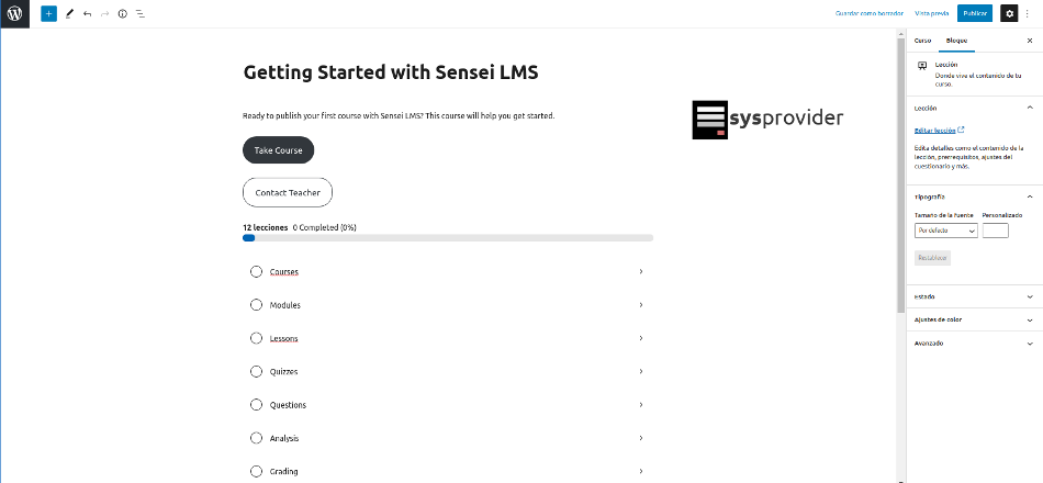 plugin Sensei